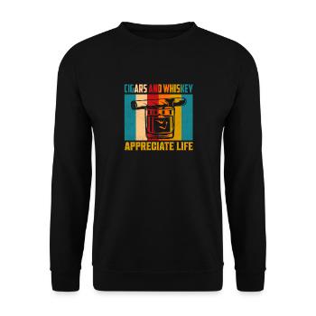 Cigars And Whiskey Appreciate Life Drinking Bourbo - Unisex Pullover - Schwarz - Vorne - Alina (178cm) & Michal (187cm)