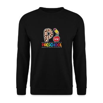 P is for preschool funny teacher student back - Unisex Sweatshirt - black - Front - Alina (178cm) & Michal (187cm)