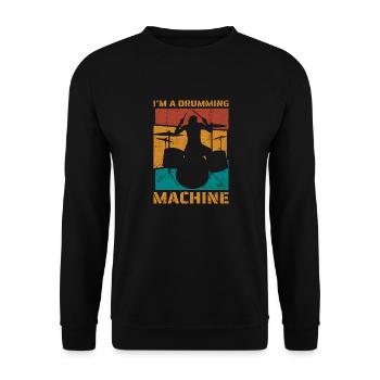 I’m a Drumming Machine - Batterie de style vintage - Sweat-shirt Unisexe - noir - Devant - Alina (178cm) & Michal (187cm)