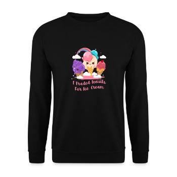 I Traded Tonsils For Ice Cream Funny Tonsil - Unisex Sweatshirt - black - Front - Alina (178cm) & Michal (187cm)