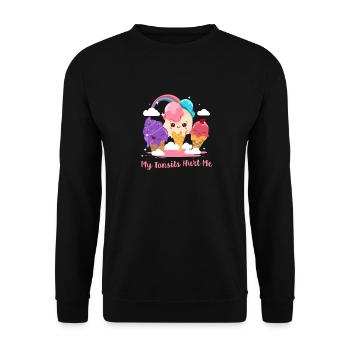 My Tonsils Hurt Me Tonsil Removal Tonsillectomy - Unisex Sweatshirt - black - Front - Alina (178cm) & Michal (187cm)