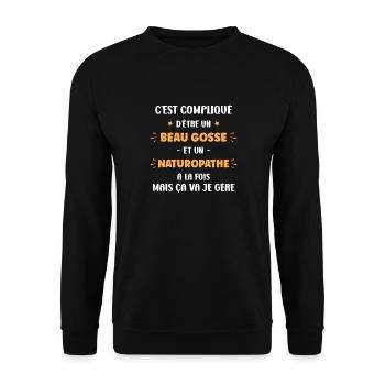 Beau gosse naturopathe - Sweat-shirt Unisexe - noir - Devant - Alina (178cm) & Michal (187cm)