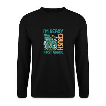 I'm ready to nursery dinosaurs back - Unisex Sweatshirt - black - Front - Alina (178cm) & Michal (187cm)