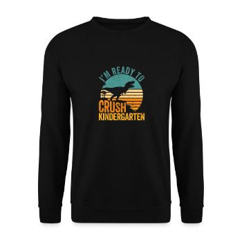 I'm ready to nursery dinosaurs back - Unisex Sweatshirt - black - Front - Alina (178cm) & Michal (187cm)