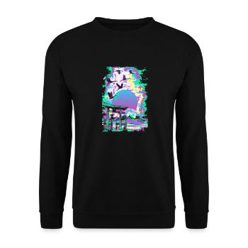 Japanese Woodblock Landscape Vaporwave Aesthetic - Unisex Sweatshirt - black - Front - Alina (178cm) & Michal (187cm)