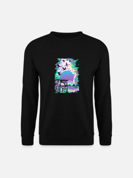 Japanese Woodblock Landscape Vaporwave Aesthetic - Unisex Sweatshirt - black