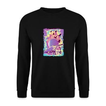 japanische kunst japan holzblock vaporwave synthwave - Unisex Pullover - Schwarz - Vorne - Alina (178cm) & Michal (187cm)