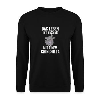 Das Leben ist besser mit einem Chinchilla - Unisex Pullover - Schwarz - Vorne - Alina (178cm) & Michal (187cm)