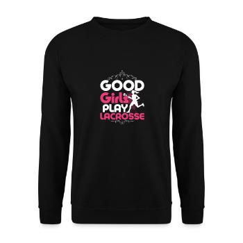 Good Girls Play Lacrosse Lifestyle Player - Unisex Pullover - Schwarz - Vorne - Alina (178cm) & Michal (187cm)