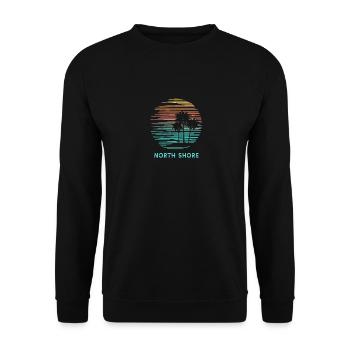 North Shore Oahu Hawaii Cooler Souvenir-Urlaub - Unisex Pullover - Schwarz - Vorne - Alina (178cm) & Michal (187cm)