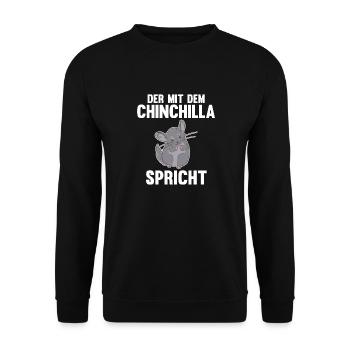 Der mit dem Chinchilla spricht - Unisex Pullover - Schwarz - Vorne - Alina (178cm) & Michal (187cm)