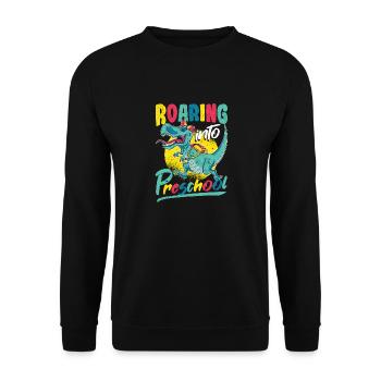 Roaring Into Preschool Dinosaur T Rex Zurück - Unisex Pullover - Schwarz - Vorne - Alina (178cm) & Michal (187cm)