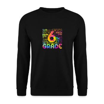 Tie Dye 6. Klasse Typografie-Team Sechstklässler - Unisex Pullover - Schwarz - Vorne - Alina (178cm) & Michal (187cm)