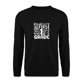 Typography Team of the 1st Grade Teacher of the First Grade - Unisex Sweatshirt - black - Front - Alina (178cm) & Michal (187cm)