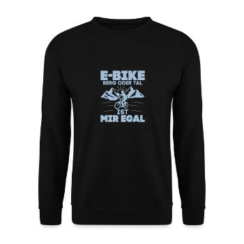 E-Bike Berg oder Tal ist mir egal Elektrofahrrad E - Unisex Pullover - Schwarz - Vorne - Alina (178cm) & Michal (187cm)
