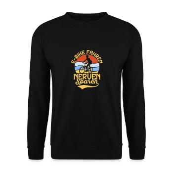 E-Bike Fahren Nerven Sparen EBike Elektrofahrrad - Unisex Pullover - Schwarz - Vorne - Alina (178cm) & Michal (187cm)