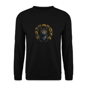 Sunflowers cat summer cat - Unisex Sweatshirt - black - Front - Alina (178cm) & Michal (187cm)