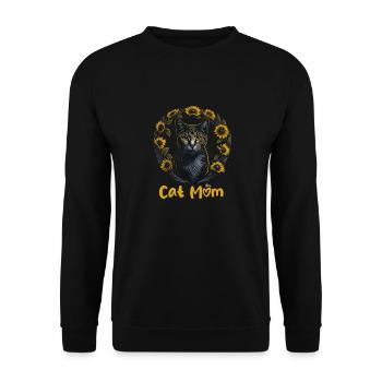 Cat mom cat sunflower cat - Unisex Sweatshirt - black - Front - Alina (178cm) & Michal (187cm)