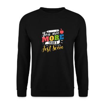 Vous êtes plus qu’un résultat de test Drôle de retour - Sweat-shirt Unisexe - noir - Devant - Alina (178cm) & Michal (187cm)