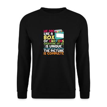 Back to School Teacher We are like a box - Unisex Sweatshirt - black - Front - Alina (178cm) & Michal (187cm)