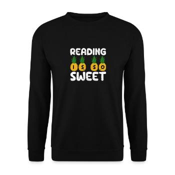Lesen ist so süß Buchliebhaber Ananasleser Lehrer - Unisex Pullover - Schwarz - Vorne - Alina (178cm) & Michal (187cm)