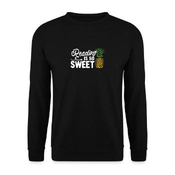 Lesen ist so süß Buchliebhaber Ananasleser Lehrer - Unisex Pullover - Schwarz - Vorne - Alina (178cm) & Michal (187cm)