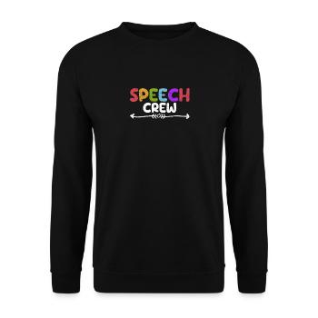 Speech Crew Funny Back To School Therapeut Lehrer - Unisex Pullover - Schwarz - Vorne - Alina (178cm) & Michal (187cm)