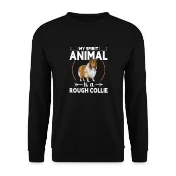 Longhair Collie Rough Collie Dog - Unisex Sweatshirt - black - Front - Alina (178cm) & Michal (187cm)