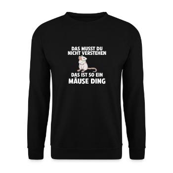 Das ist so ein Mäuse Ding - Unisex Pullover - Schwarz - Vorne - Alina (178cm) & Michal (187cm)