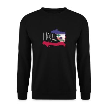 Retro Haitian Flag Haiti Map Art - Unisex Sweatshirt - black - Front - Alina (178cm) & Michal (187cm)