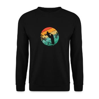 Wakeboarding Retro Wakeboarder Vintage Suns - Unisex Sweatshirt - black - Front - Alina (178cm) & Michal (187cm)