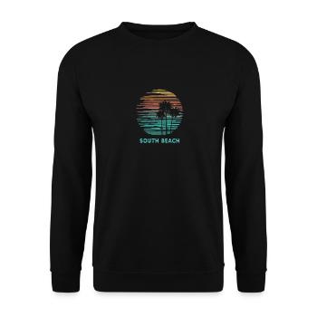 South Beach Miami Florida Cool Souvenir Vacation - Unisex Sweatshirt - black - Front - Alina (178cm) & Michal (187cm)