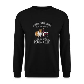 Collie à poil long Collie rugueux Chien - Sweat-shirt Unisexe - noir - Devant - Alina (178cm) & Michal (187cm)