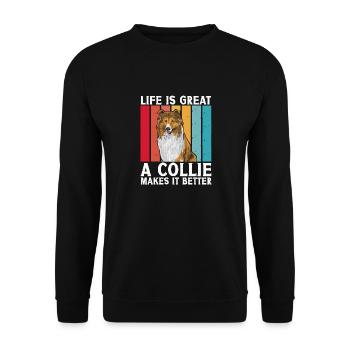 Longhair Collie Rough Collie Dog - Unisex Sweatshirt - black - Front - Alina (178cm) & Michal (187cm)