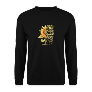 Christian Bible Verse Sunflower Flower Lovers - Unisex Sweatshirt - black - Front - Alina (178cm) & Michal (187cm)