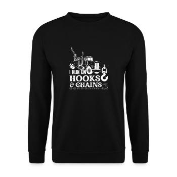 Je cours sur crochets et chaînes Conducteur de dépanneuse Camionnage - Sweat-shirt Unisexe - noir - Devant - Alina (178cm) & Michal (187cm)