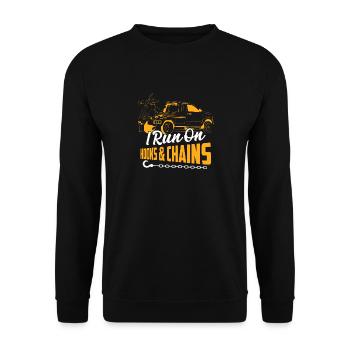 Je cours sur crochets et chaînes camionnage conducteur de dépanneuse - Sweat-shirt Unisexe - noir - Devant - Alina (178cm) & Michal (187cm)