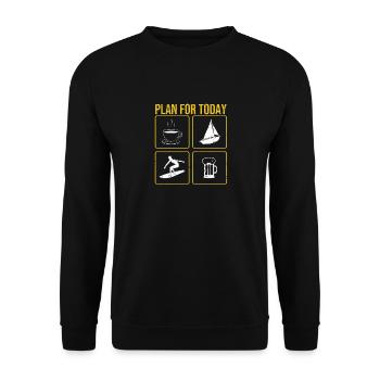 Plan for Today Coffee Boat Wave Wakeboard Beer - Unisex Sweatshirt - black - Front - Alina (178cm) & Michal (187cm)