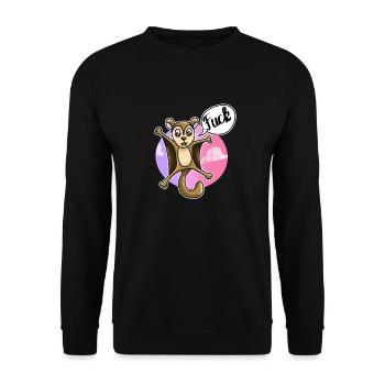 Flughörnchen Fluchhörnchen Fuck Schimpfwort - Unisex Pullover - Schwarz - Vorne - Alina (178cm) & Michal (187cm)