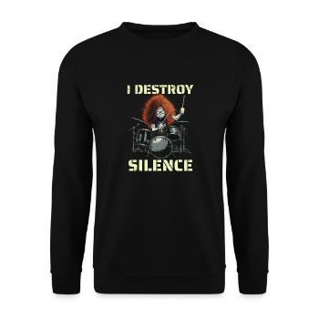 Redhead Drummer I Destroy Silence - Sweat-shirt Unisexe - noir - Devant - Alina (178cm) & Michal (187cm)