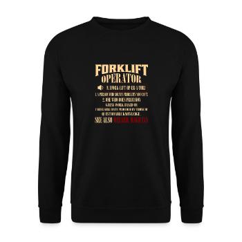 Forklift Operator Noun Operator Forklifter Driver - Unisex Pullover - Schwarz - Vorne - Alina (178cm) & Michal (187cm)