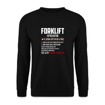 Forklift Operator Noun Driver Forklifter Operator - Unisex Pullover - Schwarz - Vorne - Alina (178cm) & Michal (187cm)