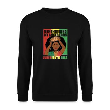 Ancestors Juneteenth African Girl Queen - Unisex Sweatshirt - black - Front - Alina (178cm) & Michal (187cm)