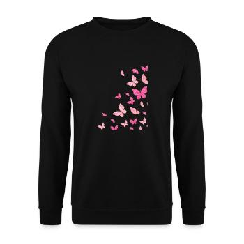 Pink Pink Colorful Butterflies Butterfly - Unisex Sweatshirt - black - Front - Alina (178cm) & Michal (187cm)