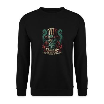 Cthulhu For President, Election 2024 Cosmic Horror - Unisex Pullover - Schwarz - Vorne - Alina (178cm) & Michal (187cm)