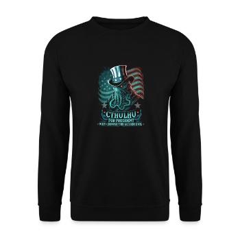 Cthulhu For President, Election 2024 Cosmic Horror - Unisex Pullover - Schwarz - Vorne - Alina (178cm) & Michal (187cm)
