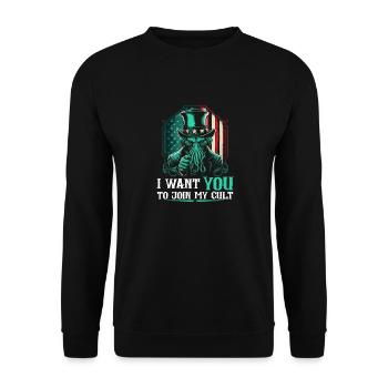 Cthulhu Cult, I Want You, Cosmic Horror Funny - Unisex Sweatshirt - black - Front - Alina (178cm) & Michal (187cm)
