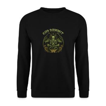 Cthulhu Cult God Dammit, Cosmic Horror Cthulhu - Unisex Pullover - Schwarz - Vorne - Alina (178cm) & Michal (187cm)