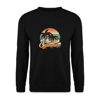 Sommer Urlaub Vintage Palmen Rente - Unisex Pullover - Schwarz - Vorne - Alina (178cm) & Michal (187cm)