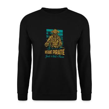Instant Pirate Just Add Rum Drinking Alcohol - Unisex Pullover - Schwarz - Vorne - Alina (178cm) & Michal (187cm)
